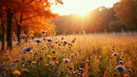 autumn meadow sunset