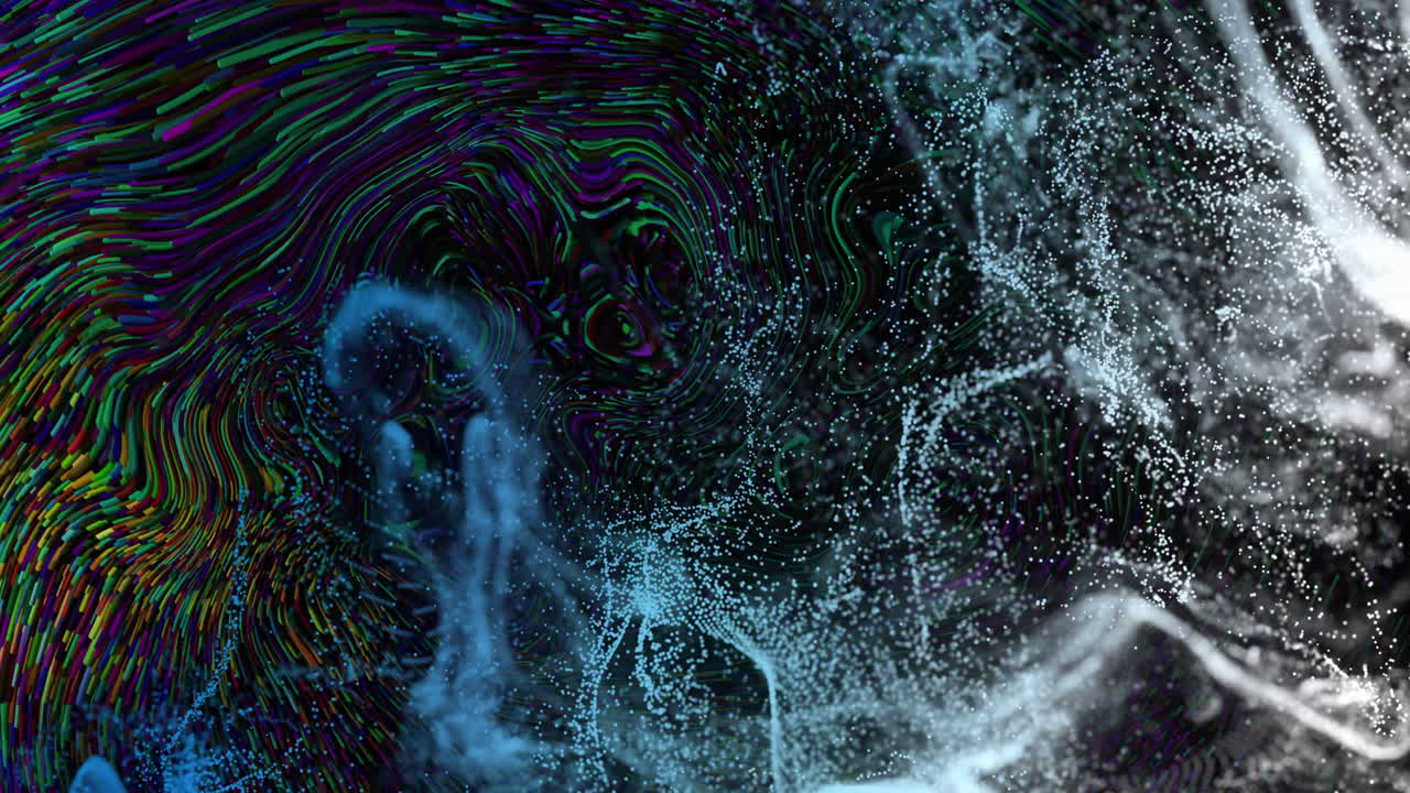 Animation of glowing blue mesh moving over dark background