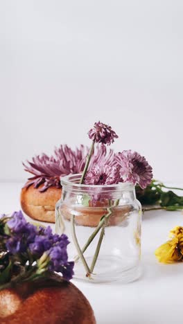 floral still life with doughnuts