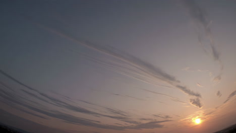 panoramic sunset sky with streaky clouds