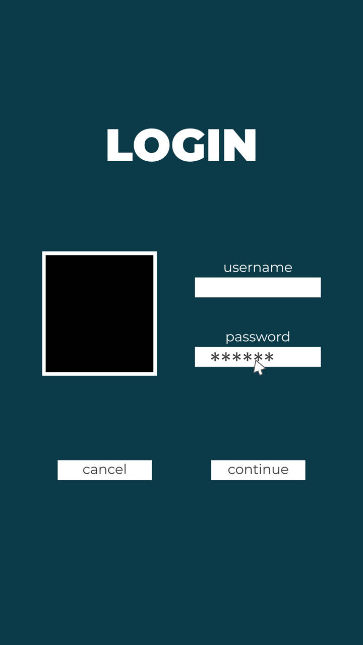 Digital Login Screen with Cursor Typing Password