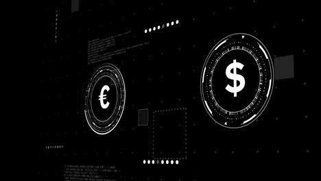 Animation-of-currency-icons-with-data-processing-over-black-background