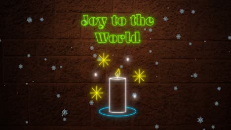 Animation-of-joy-to-the-world-text-over-christmas-lights