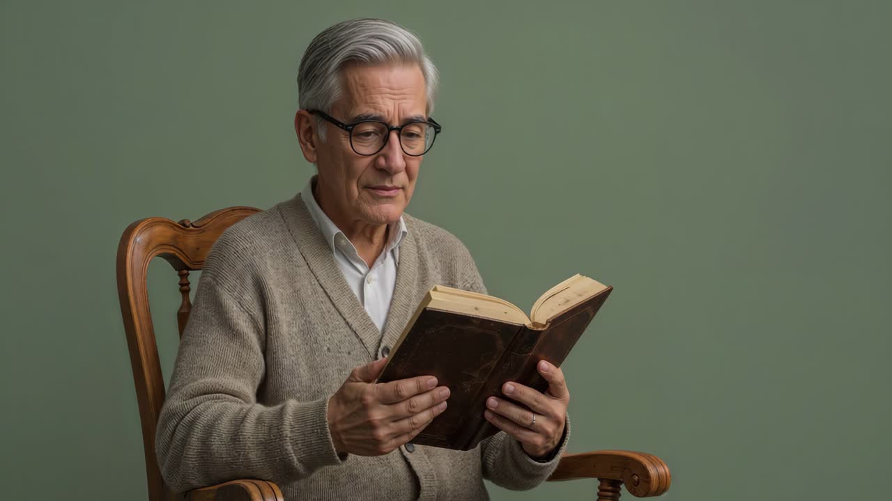 anciano leyendo un libro
