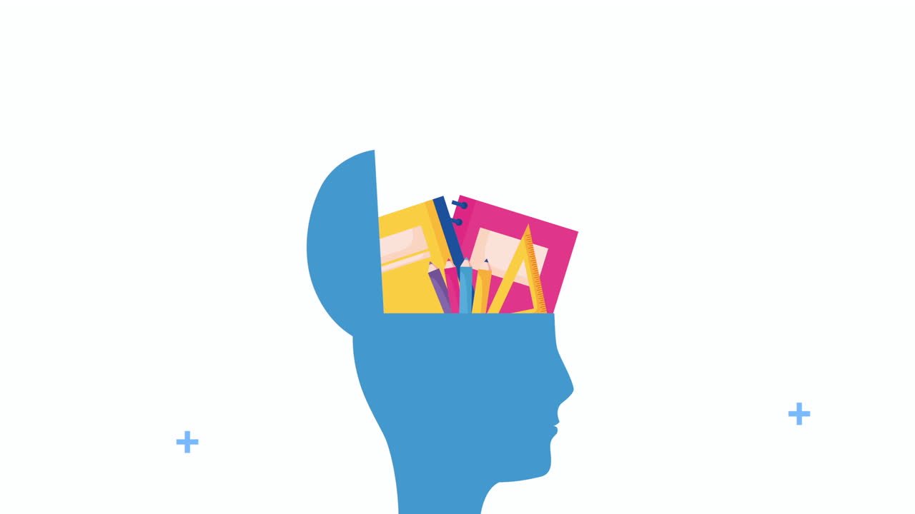 back to school season with human profile and icons