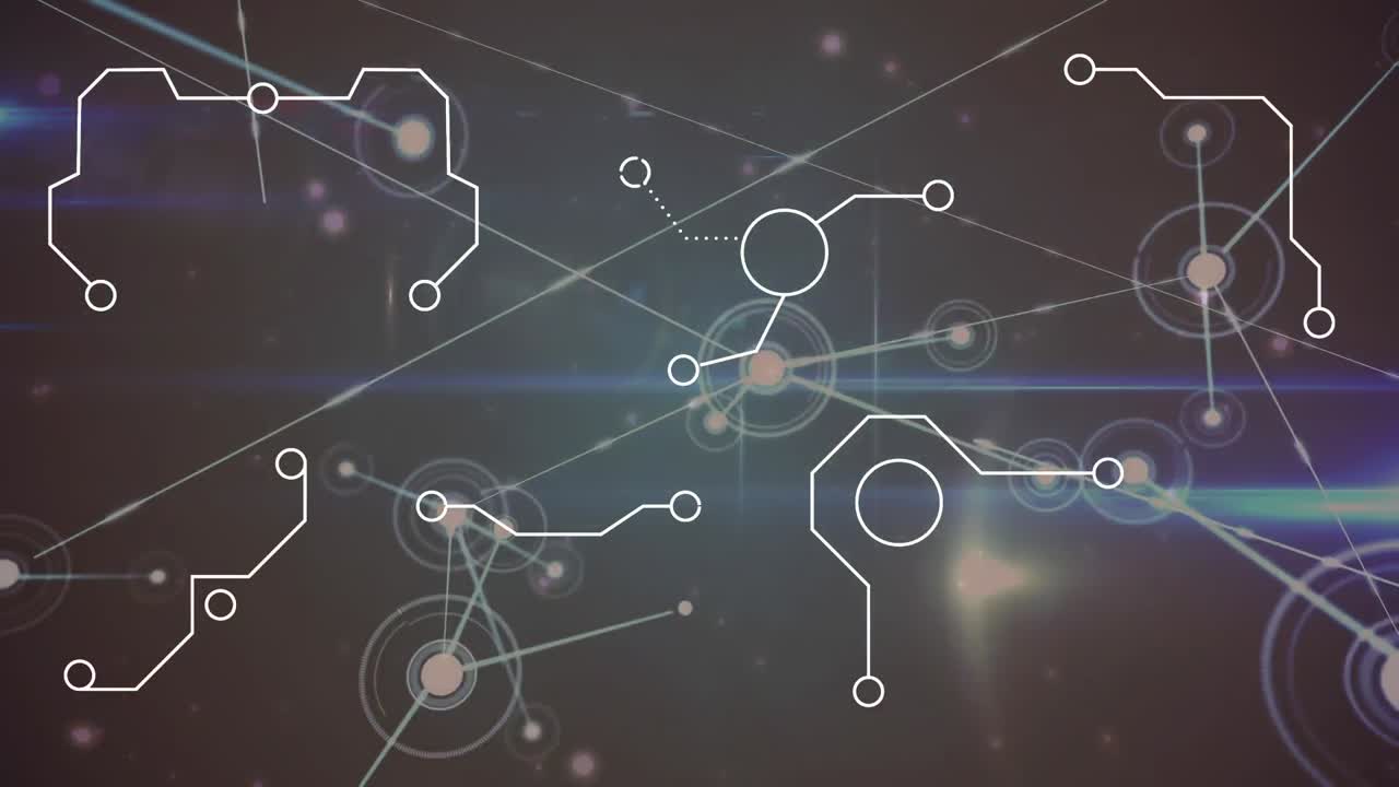 검은색 배경에 연결 네트워크의 애니메이션