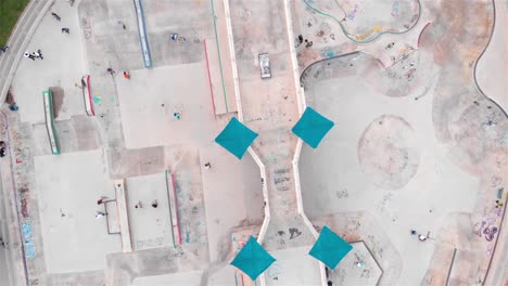 aerial view of a skate park