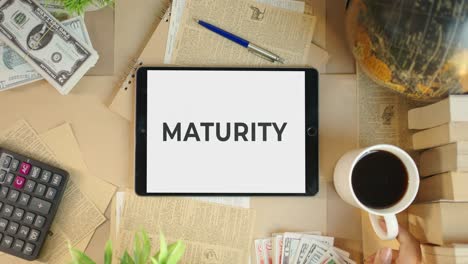maturity displaying on finance tablet screen