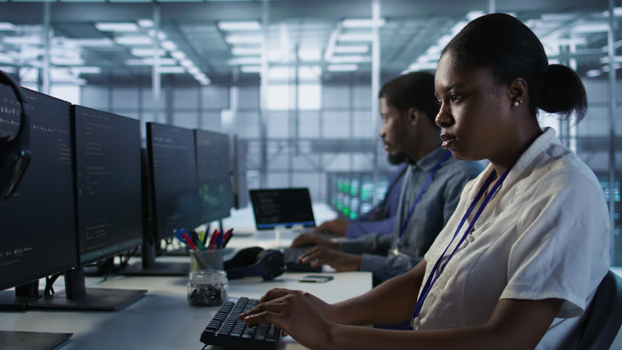 Diverse IT Team Working in Data Center