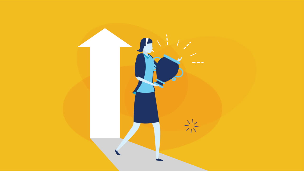 성공한 사업가 여성 노동자 화살표 올라