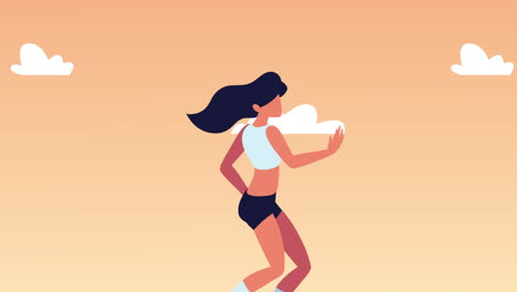 woman running athlete outdoor animation