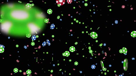 motion graphic videos of a casino chips falling loop 4k 3d alpha green screen loop animation