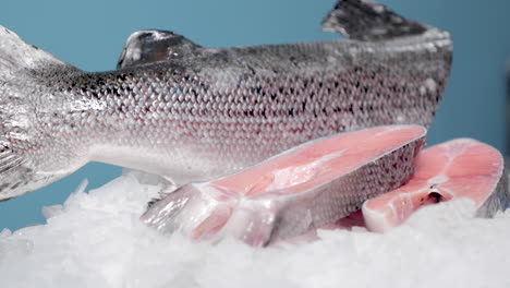 Cola-De-Salmón-En-Rodajas-Y-Bistec-De-Panceta-En-Hielo