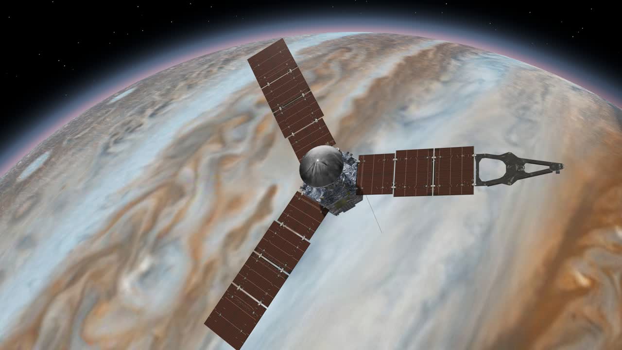 주노 (juno) 는 목성 (jupiter) 을 도는 nasa의 우주 탐사선이며, 외계 공간에서 회전하는 목성 행성이며, 우주에서 목성 행성에 이동하는 행성이다.