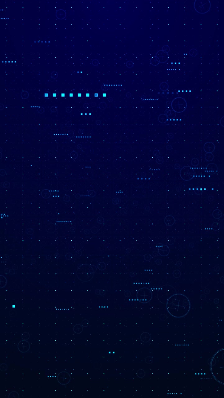 Blue digital particle hud background with dotted matrix subtle circular targets tiny data marks and