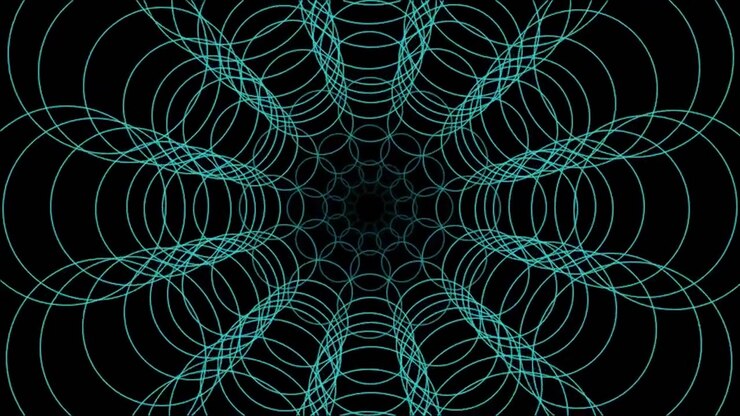 Animação Geométrica Abstrata de Círculos Ciano Pulsantes