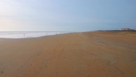 Panoramic-view-of-French-Atlantic-coast-in-Saint-Jean-de-Monts,-Vendée,-France