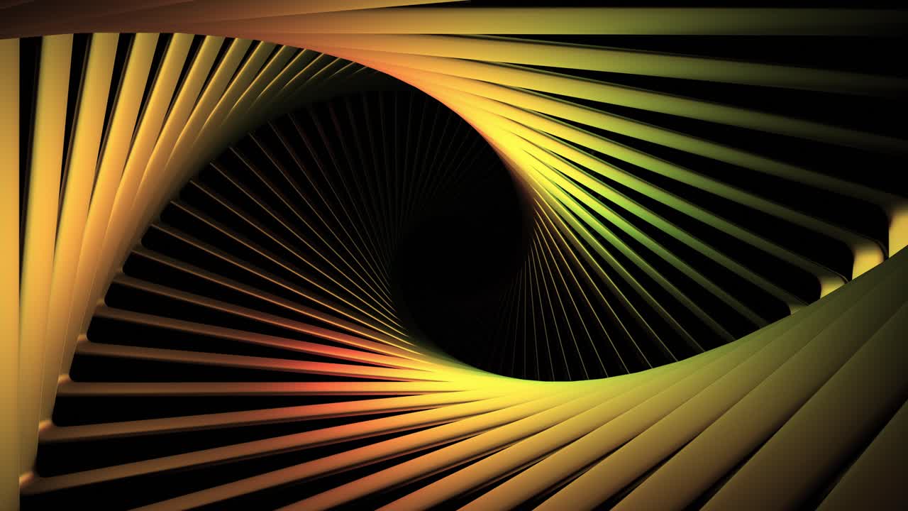 Abstraktní 3D spirálový design ve zlaté a černé barvě
