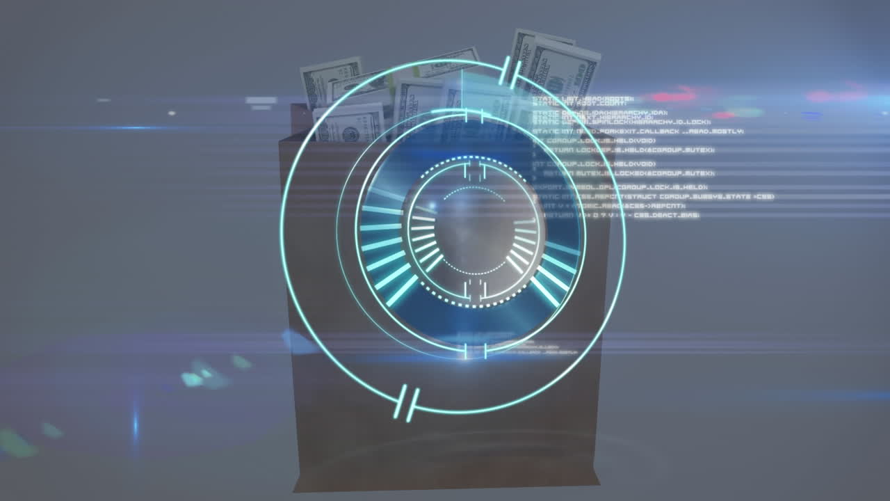 Animation of loading circle over wallet with money