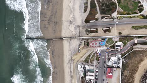 cenital aerial shot of us mexico border wall