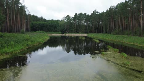 See-Lagune-Wasserschleuse-Ausgetrocknet-Bach-Luft-Dolly-An-Bewölkten-Tag