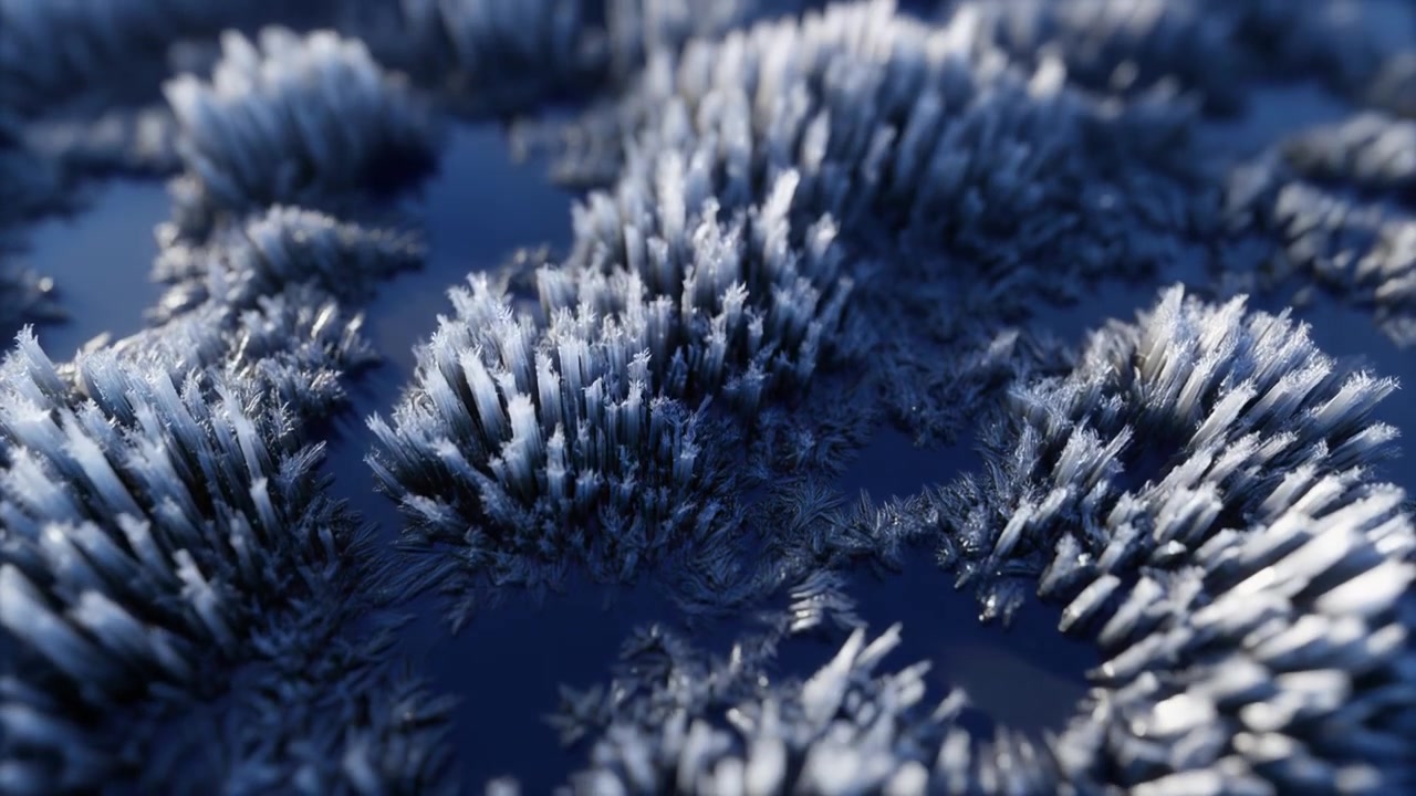 Abstracte 3D-animatie van groeiende kristallijne structuren