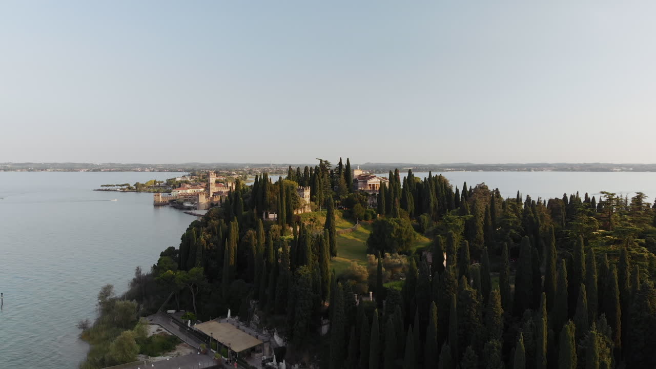 Aerial view of Lake Garda and the Isola del Garda
