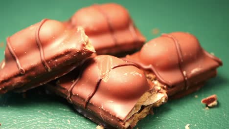 close-up of broken nutella chocolate bars