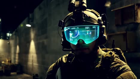 military personnel with augmented reality display