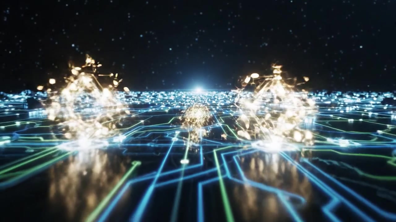 A Stunning Visualization of Futuristic Circuitry and Technology, Capturing the Intricate Patterns of Light and Connectivity Found in Modern Digital Landscapes