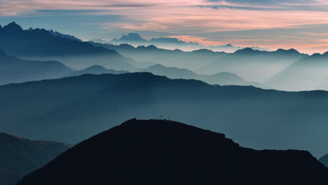 Drone-shot-of-Horizon-of-Nepal-Hilly-region-morning-calming-sunrays-4K