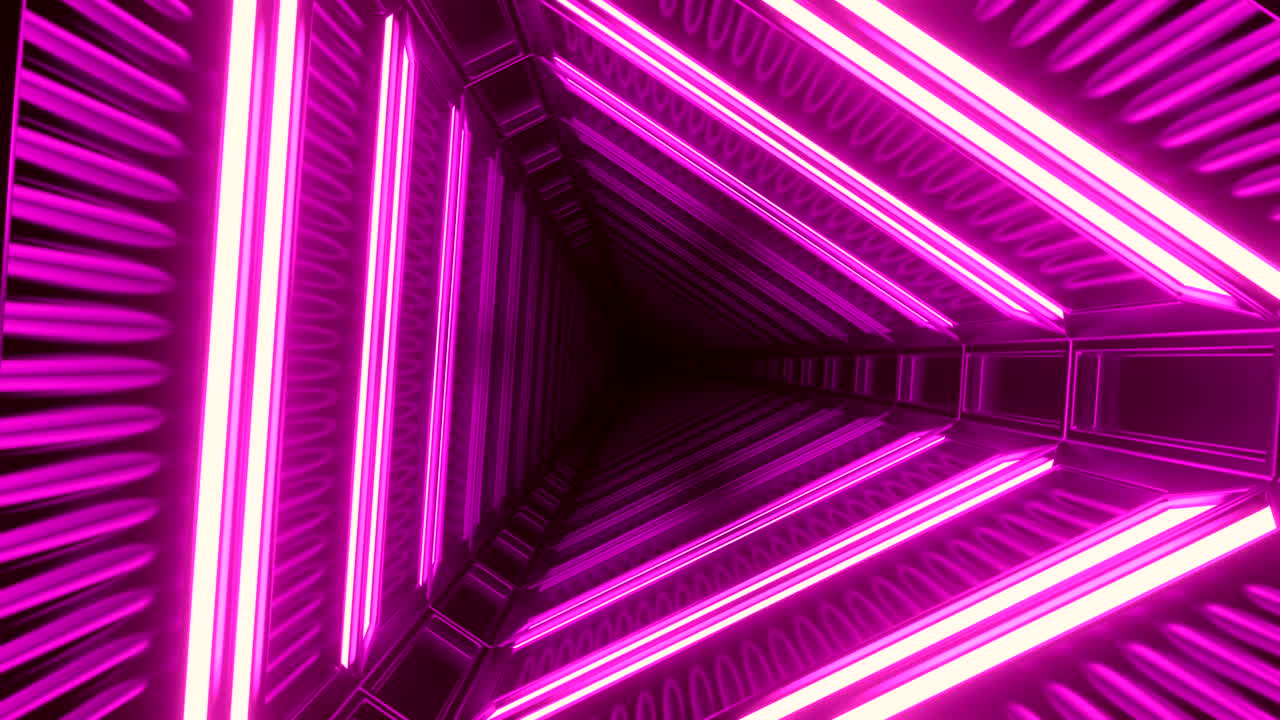 tunnel triangolare al neon rosa