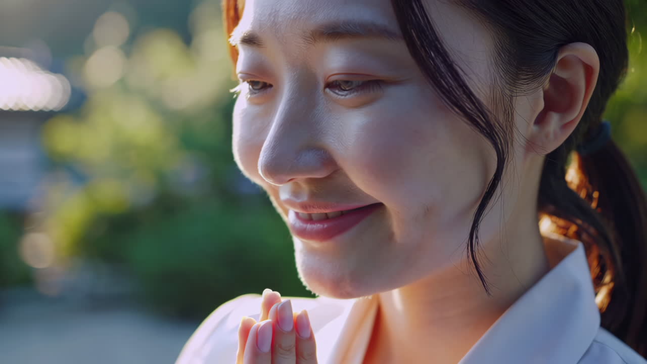 Woman in prayerful meditation