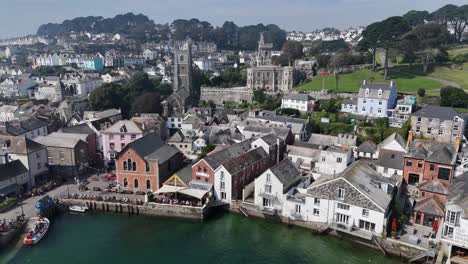 descending aerial fowey cornwall uk drone,aerial