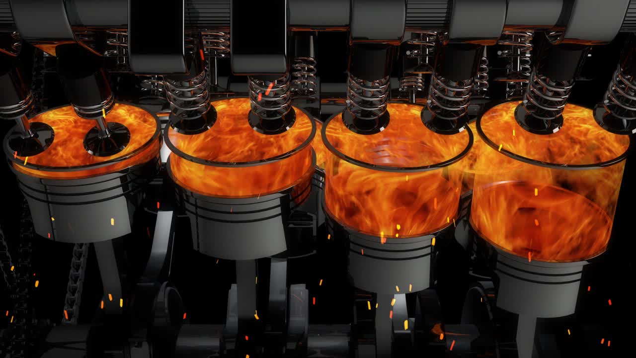 Animation Of A Working V8 Engine Animation - Loop