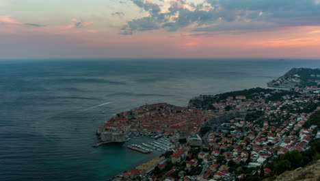 Aerial-View-Time-Lapse-of-Dubrovnik,-Croatia