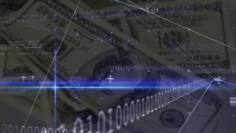 animation of data processing over american dollar banknotes