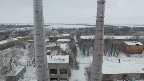 abandoned industrial complex in winter