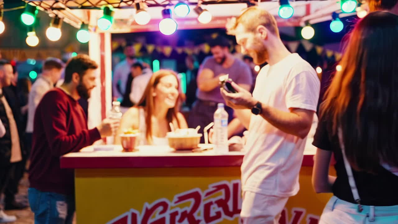Night Street Party with Food Stalls