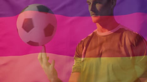 animation of caucasian male soccer player over flag of germany