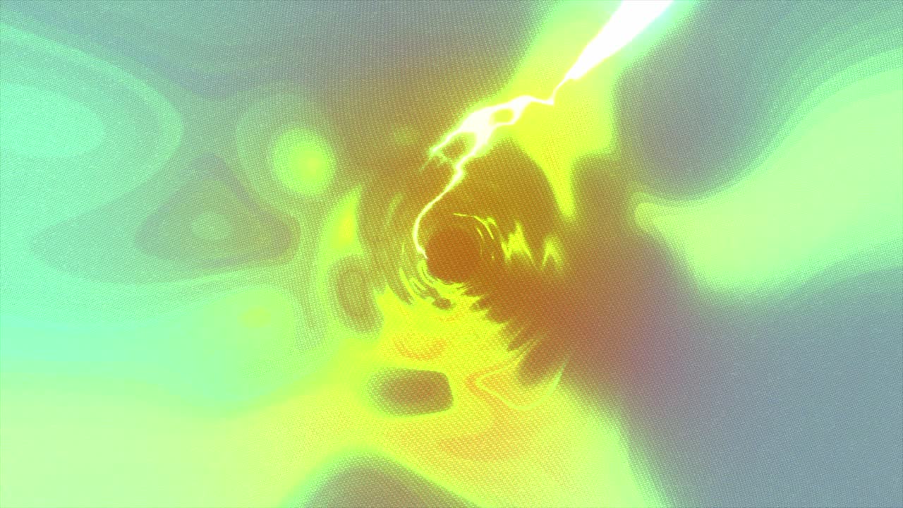 arte digital psicodélico abstracto con colores verde y amarillo