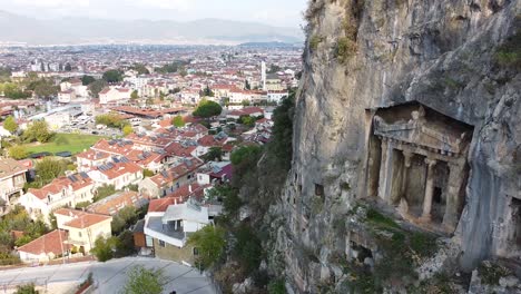 historical lycian tombs in fethiye, turkey