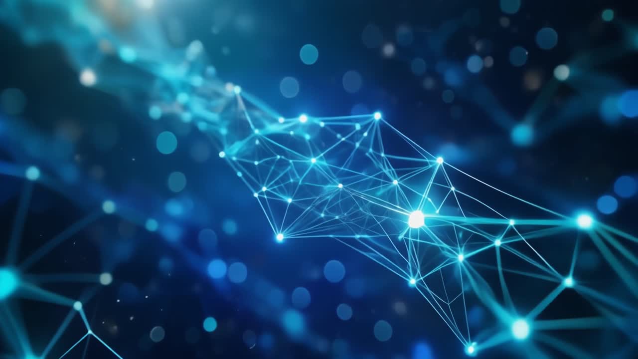 Abstract Digital Network with Glowing Interconnected Nodes