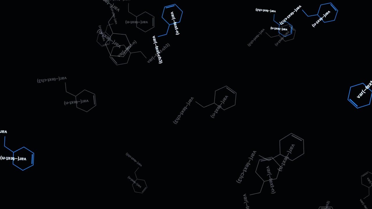 Abstract Animation of Floating Chemical Hexagon Structures