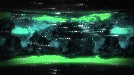 animación del procesamiento de datos sobre el mapa del mundo