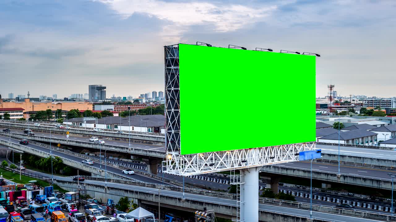 Reklameskilt med grøn skærm