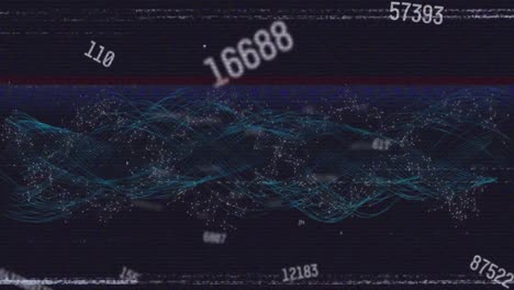 Animation-of-screen-with-numbers-changing-and-dna-strand