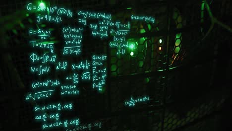 animation of mathematical equations over server room