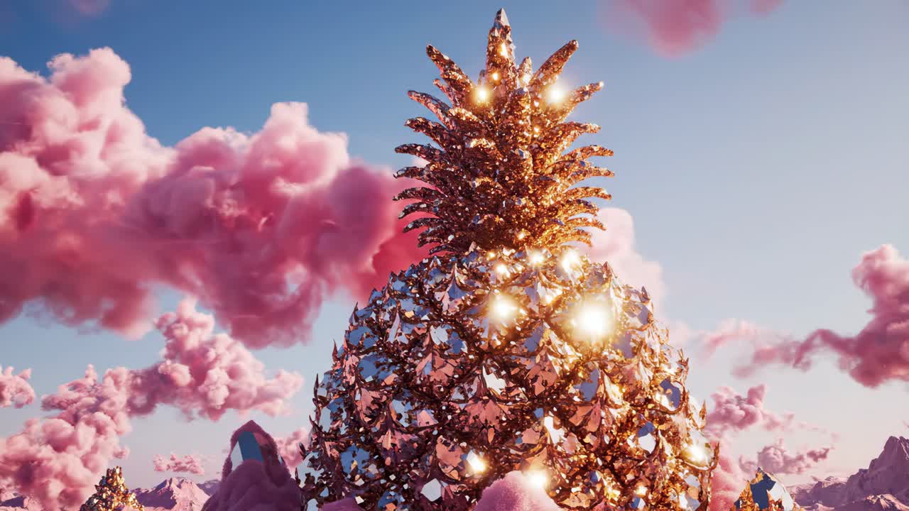 Golden Pineapple in a Pink Cloudscape