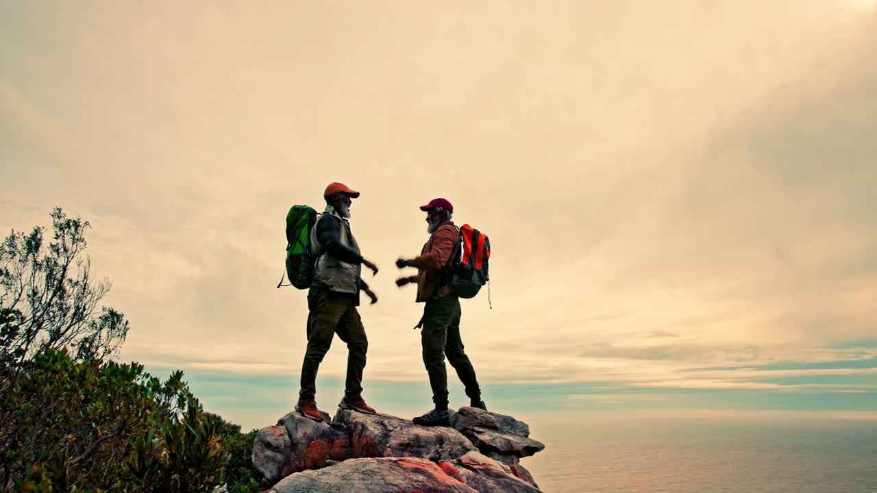 Hikers Celebrating on Mountain Top